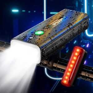 Lumiere Velo 4400mah Rechargeable Usb Et Lampe Velo Led Puissantes 6000 Lumen,12 Heures D'autonomie & Ipx6 Étanchéité,Power Bank Function,Modes Multiples,Convient À Tous Les Types.[R15] - Neuf