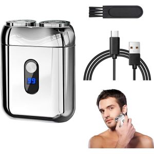 Nsiecd-Mini Rasoir Electriques Hommes, Ipx7 R&eacute;sistant &Agrave; L'eau Rasoir Barbe Homme, Portable Tondeuse A Barbe, Nettoyage En Profondeur, Rasoir Intime Homme Pour Maison Voiture Et Voyages (Argent) - Neuf