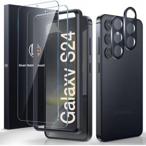 TRAHOO-for 2+2 Verre tremp&eacute; Samsung Galaxy S24, 2pcs Protection Ecran pour Samsung S24 et 2PCS Protection Camera Anti-Rayures et sans Bulles Ultra-HD et 9H Duret&eacute; Charge l'identification - Neuf