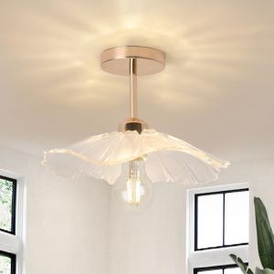 Subzonal-Plafonnier Suspension Luminaire 2-En-1 Avec,Verre Abat-Jour, Vintage Fleur Lumi&egrave;re D&eacute;coration Pour Chambre,Cuisine,Salon,Couloir,Chambre Enfant,Entr&eacute;e,Escaliers,Diam&egrave;tre 30cm, E27 Lampe De P - Neuf