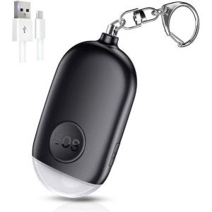 Porte-Clés D'alarme Personnel Rechargeable 130 Db Avec Lampe De Poche Led - Dispositif De Sécurité Compact Pour Les Urgences - Neuf