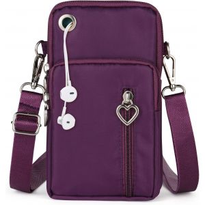 Petit Sacoche Telephone Portable Femmes, Sac Téléphone Portable Femme Avec Bandoulière Réglable, Oxford Tissu Crossbody Pochette Sacoche Running Armbag Pour Téléphone 7''(Avec Prise Casque) - Neuf