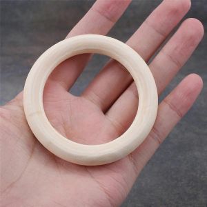 30pcs 70mm Anneaux En Bois,Anneaux En Bois Cercles De Bois Pour L'artisanat De Bricolage,Cintre De Plante En Macram&eacute;,Ornements Et Je - Neuf