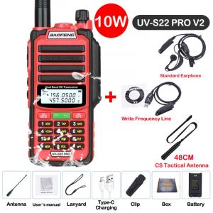 Baofeng UV S22 PRO V2 IP68 talkie-walkie étanche double bande 136-174/400-520MHz Radio amateur améliorée de UV9R UV5R Pro portée 50KM - Type V2 Red 7-Usb plug - Neuf