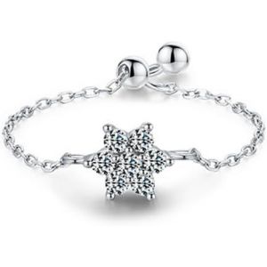 Kahfl-Bague En Argent Sterling 925 Avec Petite Queue De Fleur Pour Femmes Et Filles,Chaîne À Maillons Marguerites En Cristal Arc-En-Ciel,Bague De Fiançailles,Bague De Mariage,Bague Réglable - Neuf