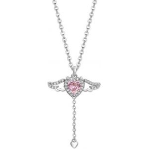 1 Pi&egrave;ce Collier Femme Coeur,Collier Pendentif Coeur Pour Femme,Collier D'ange,Collier Ailes D'ange,Pour Votre Fille Et Votre M&egrave;re,Anniversaire,No&euml;l,F&ecirc;te M&egrave;res,Saint Valentin - Neuf