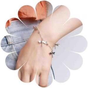 Asas456-Libellule Chaîne Ligne Bracelets Libellule Gland Bracelets Réglable Mode Perle Bracelets Bracelet Bijoux Pour Femmes Et Filles Cadeaux(Argent) - Neuf