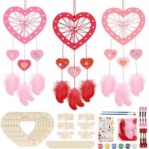 Kalanka-Lot De 6 Attrape-Rêves - Kit De Bricolage - En Forme De C?Ur - En Bois - À Peindre - Pour Enfants Et Filles - Créatif - Cadeau D'anniversaire Et De Noël - Neuf