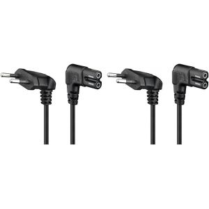 Thef-Goobay 56588 Câble D'alimentation Prise Eu Type C Coudé Vers Prise Double Femelle Type C7 Coudé; 0,5 M; Noir (Lot De 2) - Neuf