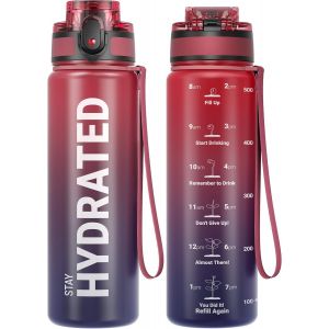Bouteille D'eau,Gourde Sport 1l/500ml/750ml Avec Marqueur De Temps De Motivation,Sans Bpa,Étanche & ,Pour Sport,Camping (1 Bouteille).[B66] - Neuf