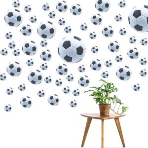Lot De 4 Feuilles De Stickers Muraux - Motif Football - Autocollants Muraux Pour Enfants - Diff&eacute;rentes Tailles - Pour Chambre D'Enfant,Chambre &Agrave; Coucher,Etc - 20 X 30 Cm - Neuf