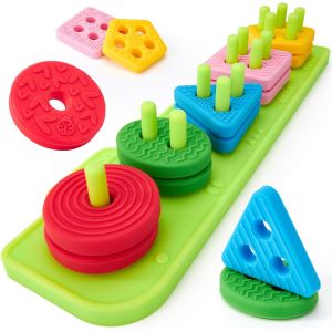 JGD-Jouet Bebe 1 2 3 Ans - Jeux Montessori Tri des Couleurs, Empilage & Textures - Jouet d'Activit&eacute; et de D&eacute;veloppement en Silicone - Cadeau Gar&ccedil;on Fille - Neuf