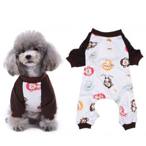Hjlian Pyjama Pour Chien, Chiot, Chat, Combinaison, Petit Animal De Compagnie, Vetements En Coton, Costume Pour La Maison (Xs) - Neuf