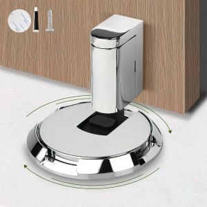 LETNERNY-Butoir De Porte Mécanique Autocollant - Deux Possibilités De Fixation Pour Aspirateur De Porte - Montage Adhésif Double Face Ou Montage À Vis (Silbrig) - Neuf