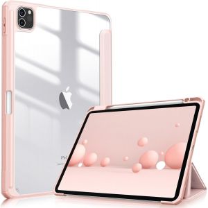 KAL-Coque Pour Ipad Pro 11 Pouces 2022/2021 / 2020/2018 (4E / 3E / 2E / 1E Génération) - [Rangement Stylet] Étui Transprent Clair Housse Antichoc, Or Rose - Neuf
