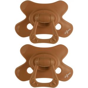 Tétine 18 Mois Et Plus- Sucette Naissance Avec Tétine Silicone-18+-Facile À Accepter-Un Apport Optimal D'air-Tutute Bébé 18-36 Mois-Marron/Cannelle-2 Pièces - Neuf