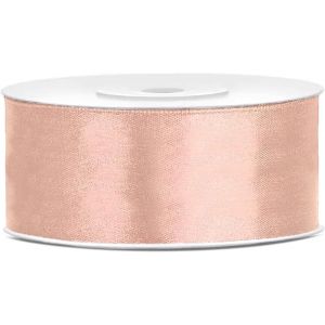Ruban En Double Satin &Eacute;paisseur 25 Mm P&ecirc;che Claire Champaigne, Rouleau Bobine 25 M&egrave;tres Pour D&eacute;coration De Cadeaux, Bricolage, Cartes D'anniversaire Ou Mariage, Bo&icirc;tes &Agrave; Drag&eacute;es, Fleurs - Neuf