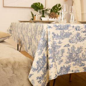 Nappe Toile De Jouy Rectangulaire Plastifi&eacute;e - Neuf