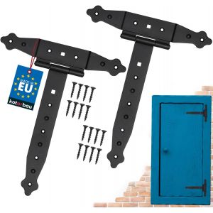 Lot de 2 Charni&egrave;res - 250 mm - Rev&ecirc;tement en Poudre - Charni&egrave;re Portail Bois en T Charni&egrave;re Noir Charniere Porte Charniere Portail Exterieur Gond Portail Exterieur - Neuf