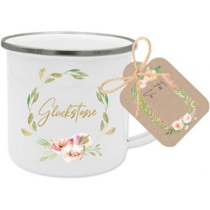 Eryi-Tasse Porte-Bonheur Conçue Avec Amour En Forme De Fleur Avec Pendentif Assorti I Tasse En Émail I Incassable, Blanc Avec Bordure Argentée I Un Cadeau Unique Pour Les Femmes, La Meilleure Amie - Neuf