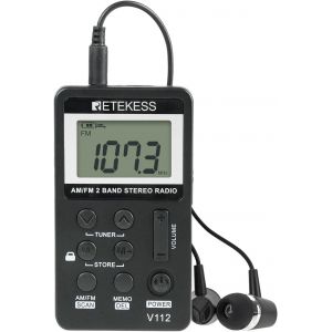 KALANKA-V112 Mini Radio Portable,Petite Radio a Pile,FM AM,Rechargeable Radio,Réveill,Prise Casque,d'Extérieur,Convient pour Course à Pied,de Sport,Randonnée,Le Camping(Noir) - Neuf