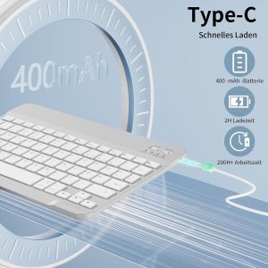 Étui Avec Clavier Pour Ipad A16 11e Génération 2025/10e Génération 2022 (11/10,9""), Coque Arrière En Tpu Souple Avec Porte-Stylo, Clavier Magnétique Amovible, Pour Ipad 11/10e Génération, Gris - Neuf