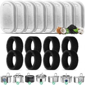 Filtre Fontaine Eau Chat, 4 Pi&egrave;ces Filtres De Remplacement Pour 3,2l/2l Fontaine &Agrave; Eau Pour Chat En Acier Inoxydable, 4 Filtres Avec Charbon Actif Et 4 Filtres En Mousse Pour Fontaine Pour Chat - Neuf