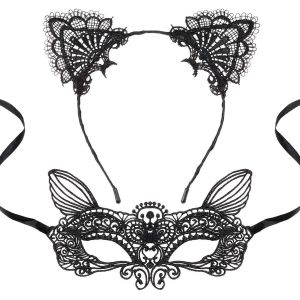 Masque de chat et oreilles de chat pour femme-Masque de bal masqu&eacute;-Accessoires de maquillage pour f&ecirc;te - Neuf