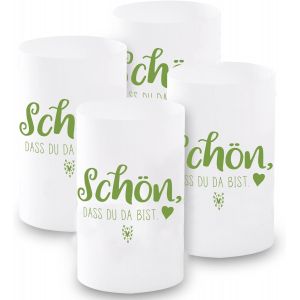 KALANKA-Lot de 12 mini photophores décoratifs pour garçon et fille, communion, confirmation, baptême, mariage, anniversaire, env. 6 x 10 cm (vert) - Neuf