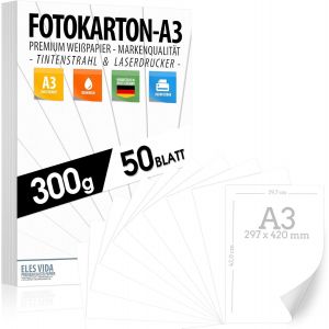 Carton De Bricolage A3 300 G/M² - 50 Feuilles De Carton Photo - Papier Blanc Pur De Qualité Supérieure Pour La Photographie, Les Présentations - Neuf