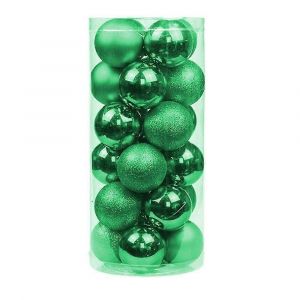 24 Pièces 3cm Incassable Boule De Noël Ornements Pour Arbre De Noël Mariage Fête D'anniversaire Decor-Vert Foncé 3cm - Neuf
