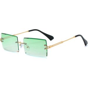 Lunettes De Soleil Rectangulaires Rétro Sans Monture Pour Homme Et Femme - Lunettes Transparentes Y2k Vintage - Neuf