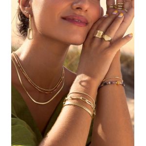 Bracelet Triple Dots Argent. Argent Sterling Avec Plaqu&eacute; Or 18kt. Taille Unique. Longueur : 19 Cm. Bijoux Pour Femme - Neuf