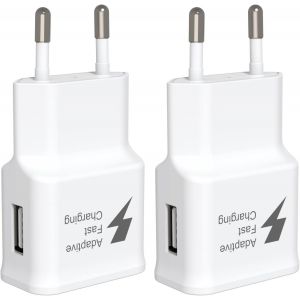 15w USB C Chargeur pour Samsung Chargeur Rapide 2-Pack 15W Prise Chargeur pour Samsung S23, S22,S21FE,S20,S10,S9,S8, Note 9,8,Z Filp3,A51.A34.A14,Bloc Samsung Fast Charging - Neuf