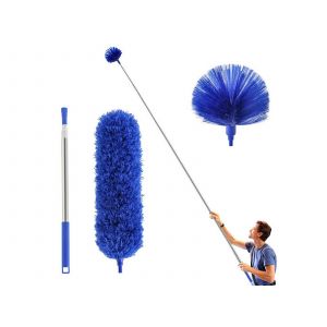Ensemble de 3 plumeaux &agrave; toiles d'araign&eacute;e avec manche extensible et brosses de nettoyage pour plafond - Neuf