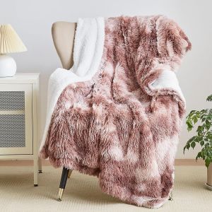 KALANKA-Couverture en Fausse Cachemire Fourrure en Peluche,Couleur du café Plaid Polaire, Couverture Polaire Fourrure Haute Qualité, Poil Long Douce et Confortable, Plaid Canape 200x220cm - Neuf