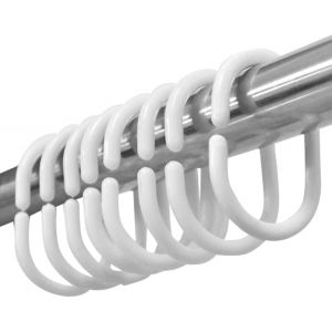 12pcs Blanc Anneaux de Rideau de Douche en Plastique en Forme de C Crochets de Rideau pour Rideau de Porte, Rideau de fenêtre - Neuf