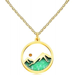 Collier Luminieux Rose/Vert Brille Dans L'obscurité Montagne | Collier Verset Biblique Graine De Moutarde | La Foi Peut Déplacer Des Montagnes Matthieu 17:20 Bijoux Ya5070 - Neuf
