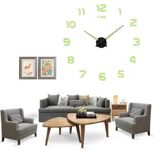 FCHHK-Horloge Murale Lumineuse Moderne DIY 3D Silencieuse, Extensible de 60 à 90 cm, Grande Horloge Lumineuse à Quartz, Décoration Murale pour Chambre, Bureau, Cuisine et Maison - Neuf