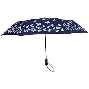 Goods4Good Parapluie Qui Change De Couleur Avec La Pluie Papillons R&eacute;sistant Coupe-Vent Pliable Automatique 0 Diam&egrave;tre 105 Cm Couleur Bleu, Bleu, Mediana - Neuf