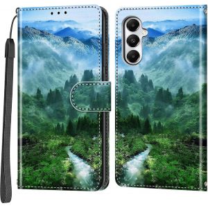 SJZG-Etui Coque Pour Samsung Galaxy A05S, [Fermeture Magnetique &Agrave; Rabat] [Housse Portefeuille En Cuir Pu] [Multifonctionnel] (For&ecirc;t) - Neuf