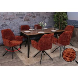 Lot de 6 chaises de salle &agrave; manger HWC-G67, chaise de cuisine avec accoudoirs, pivotante, position automatique, chenille Oeko-Tex MVGrouille - Neuf