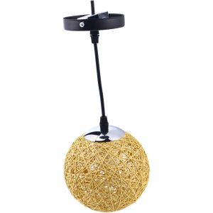 Lampe Suspension En Rotin Rond Avec Écran Rétro De 20 Cm, La Lampe En Rotin, Lampe De Pendentif Boule En Rotin, Lampe Suspension Boule Lampe À Suspension En Rotin, Nuances De Lampe De Pendentif Fait De Rotin - Neuf