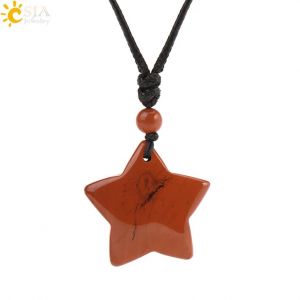 Collier En Cristal Étoile De Guérison, Pendentif En Pierre Naturelle, ?il De Tigre, Améthyste, Quartz Rose, Obsidienne Noire, Pour Hommes Et Femmes, H301--Red-Jasper - Neuf