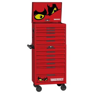 Servante d'atelier rouge haute 12 tiroirs - Mega Master - 528 pi&egrave;ces - rangement avec modules en mousse Teng Tools TKS26R528F - Neuf