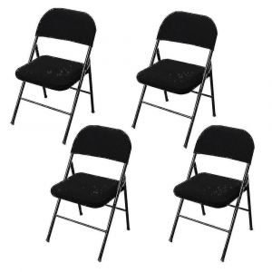 Lot De 4 Housses De Siege Pour Chaise Pliante, Ideales Pour Une Fete, Un Mariage Ou La Maison - Neuf