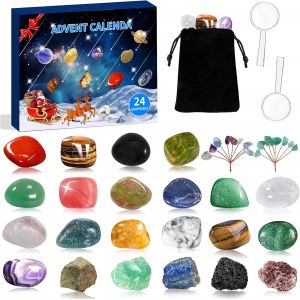 JEXNOVASHOP-Calendrier de l'Avent 2025 Enfant, Calendrier L'Avent Pierre Precieuse Cristaux, Calendar Advent Lithothérapie Noël Compte Rebours Garçon Fille Collection éducative Cadeau D'Anniversaire - Neuf