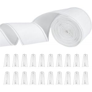 Chenquansarl-Ruban Adh&eacute;sif Pour Rideau Ondul&eacute; De 10 M&egrave;tre Ruban D'en T&ecirc;te De Draperie Blanc Avec 100 Crochet Ruban Pliss&eacute; Transparent Pour Rideau Ondul&eacute; - Neuf