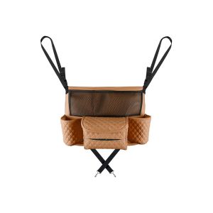 Organisateur de sac &agrave; main de voiture &agrave; placer entre les si&egrave;ges - Sac de rangement en cuir PU marron - Neuf