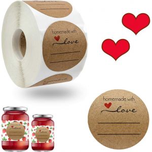 Rouleau D'étiquettes Autocollantes Rondes En Papier Kraft, Faites Maison Avec Amour, Pour Bricolage, Pâtisserie, Scrapbooking, Décoration De Cadeaux - Neuf